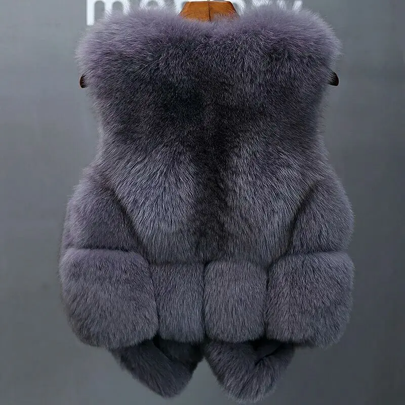 Стиль натуральный меховой жилет Модный женский меховой жилет натуральный Лисий мех пальто Зимняя теплая короткая куртка жилет для женщин PC004