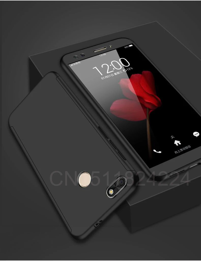 Black Nova Lite 360 полный защитный чехол для телефона для huawei Y6 Pro чехол для huawei P9 Lite Mini чехол SLA-L22 закаленное стекло - Цвет: Black
