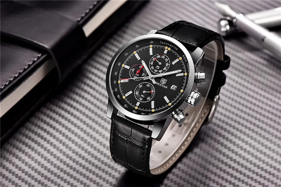 Мужские часы Reloj Hombre BENYAR брендовые модные спортивные Кварцевые водонепроницаемые наручные часы с хронографом мужские часы BY-5102M