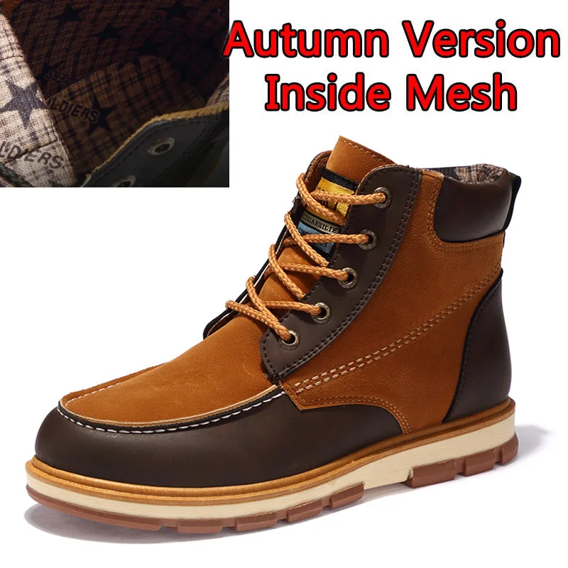 Autumn Brown SURGUT/брендовая модная новинка года; сезон осень-зима; мужская повседневная Рабочая обувь; теплые плюшевые удобные нескользящие зимние ботинки; размеры 39-46 - Цвет: Autumn Brown