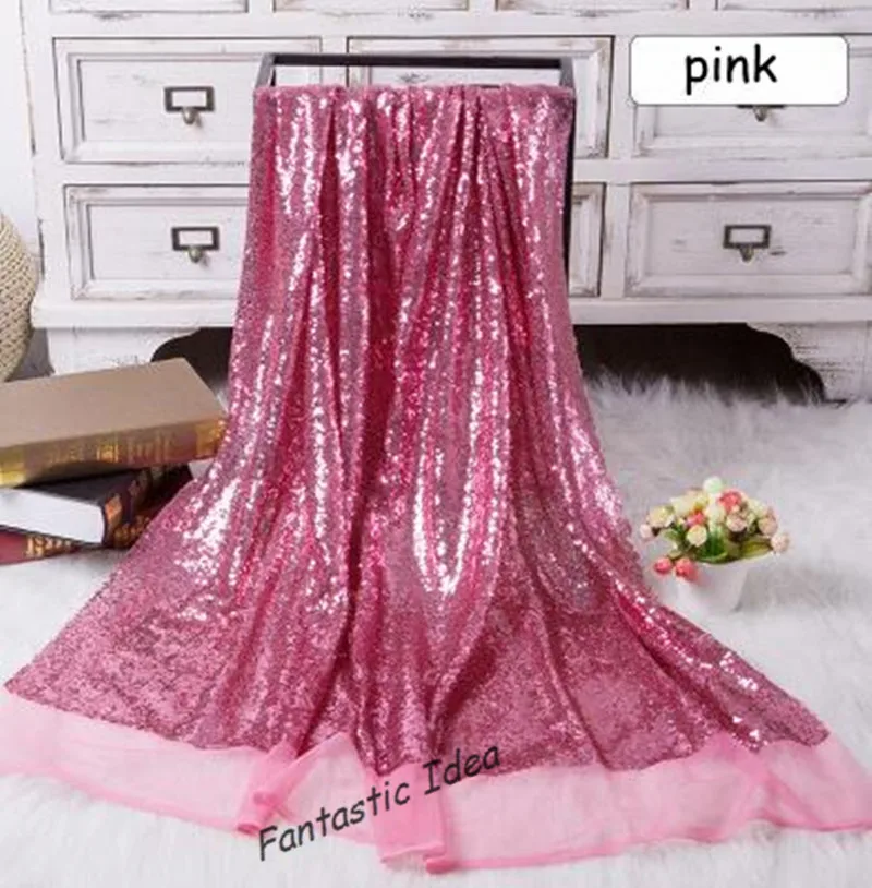pink 130x50 см DIY 3 мм блестка блестящая золотая, серебряная, блестящая ткань для одежды сценические вечерние свадебные украшения для дома - Цвет: pink