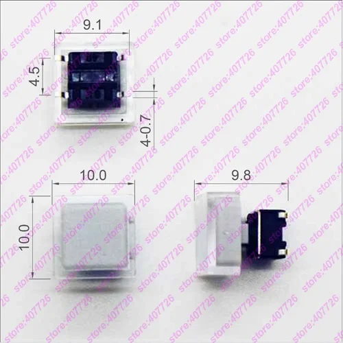 1000 шт. 6*6*7 3 мм (H = 9 8 с 2 колпачками) 4-контактный (SMD) квадратный верхний Тактильный