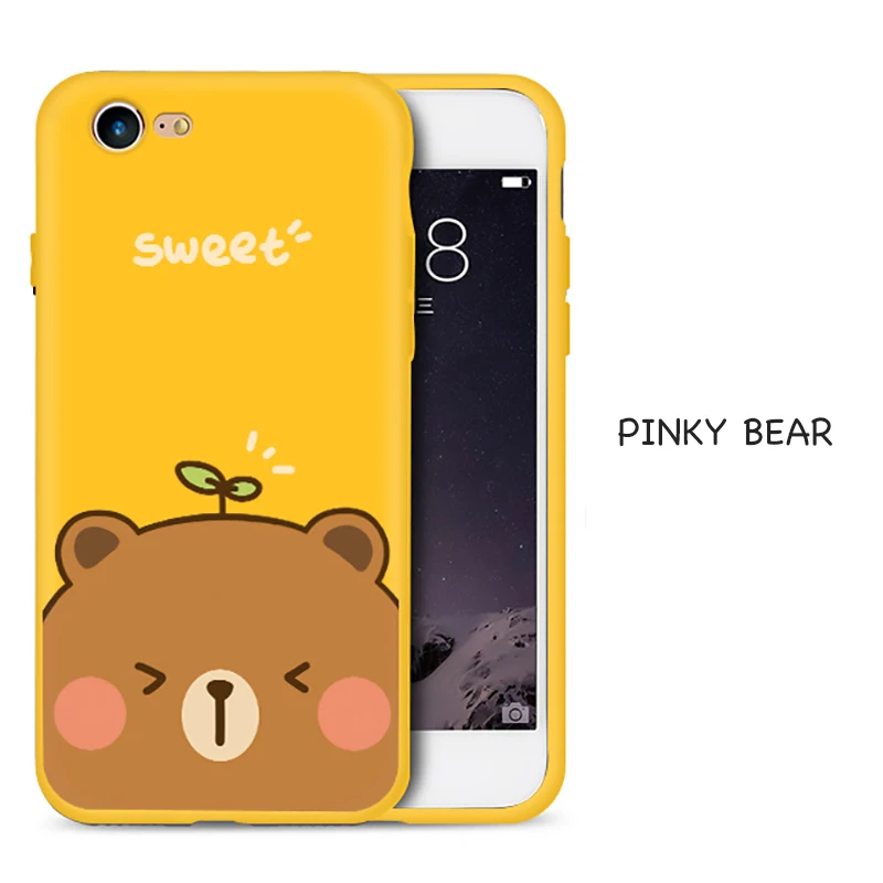 Pinky Bear 3D рельефный чехол для iPhone 7 чехол силиконовый чехол для телефона ультра тонкий бампер для iPhone 6 6s 7 8 Plus XS чехол для MAX XR милый - Цвет: Pinky Bear