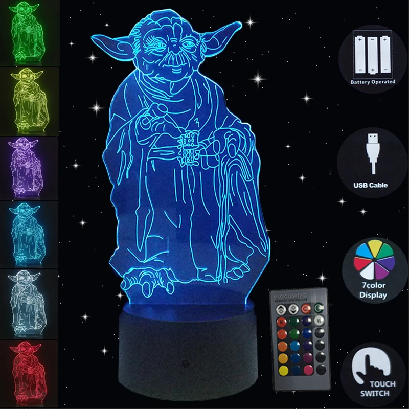 3D ночники светодиодная лампа с изменением 7 цветов настольная для спальни