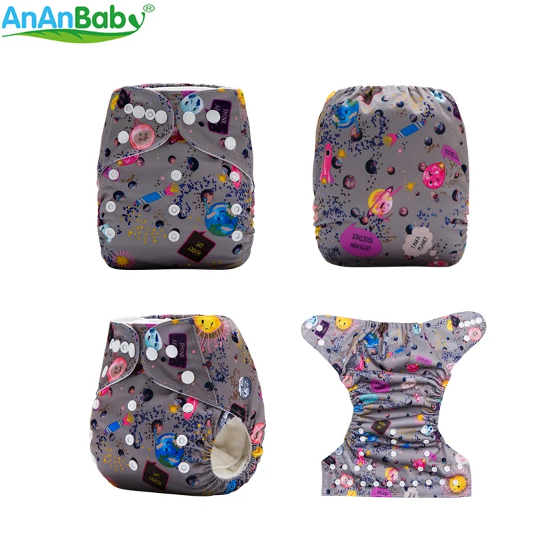 

New Arrival ! 2018 Ananbaby Cloth Nappy Baby Machine Prints Pocket Cloth Diapers With 1pc Microfiber Insert