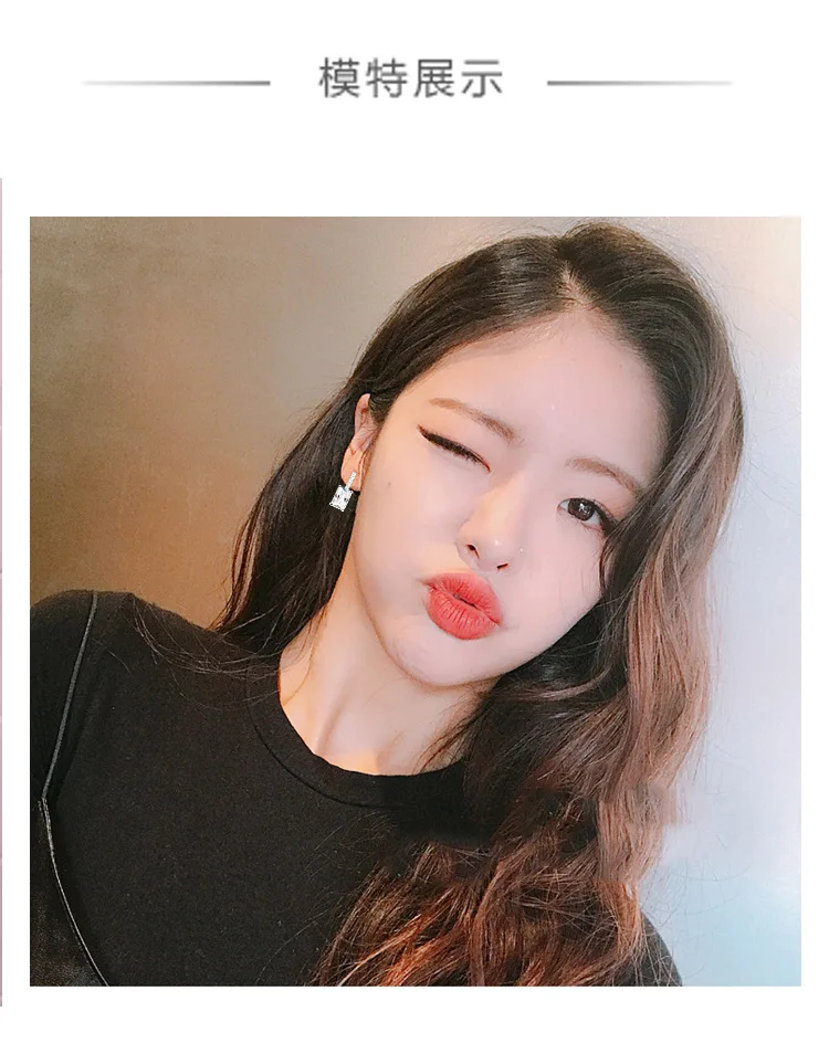 Модные квадратные циркониевые серьги-гвоздики из стерлингового серебра 925 пробы