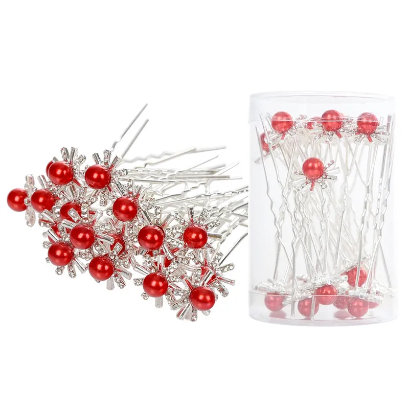 20 шт./упак. 3 цвета u-образные хрустальные шпильки для волос красные заколки с