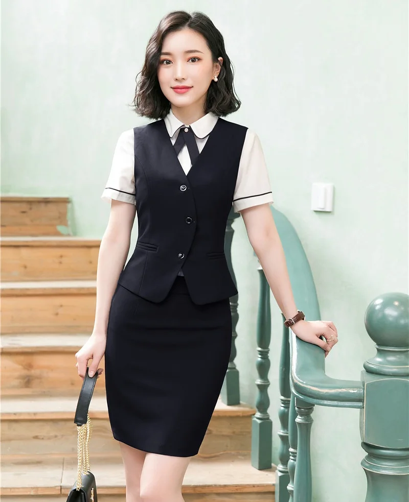 Женский офисный костюм красный жилет и комплект из 2 предметов юбка топ офисная