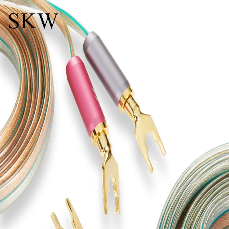 SKW HIFI аудио кабель с Spade teminals 24 K позолоченный для Amplifie домашний кинотеатр колонки