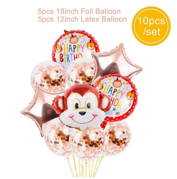 Animal Balloon Set 3 FENGRISE одноразовая посуда джунгли вечерние день рождения Декор дети джунгли для вечеринки в стиле сафари животные тема, детский душ принадлежности - Цвет: Animal Balloon Set 3