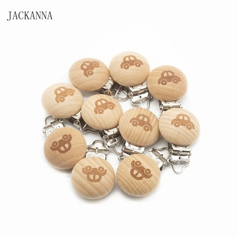 Детские Пустышки из Букового дерева 5 шт. круглые зажимы для пустышки с