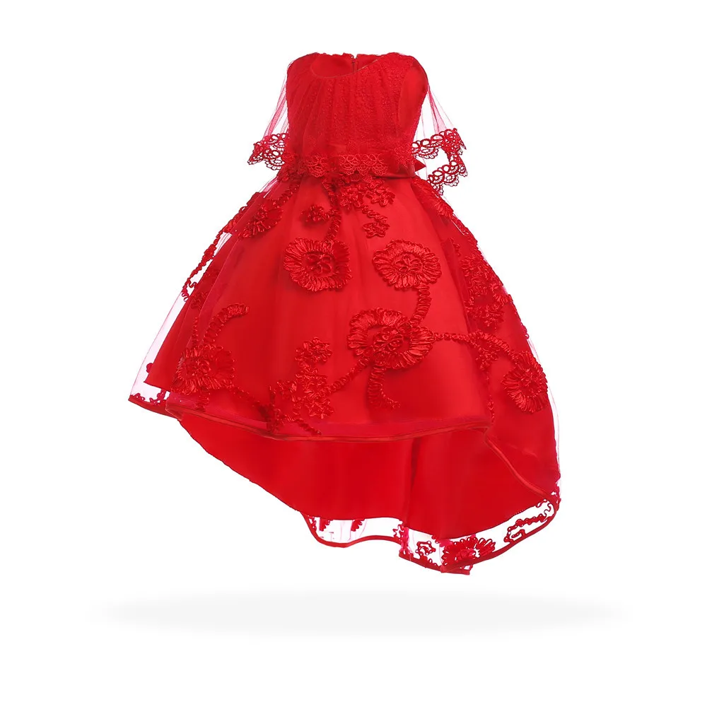 Свадебное платье для девочек детское кружевное Тюлевое с цветочной вышивкой и