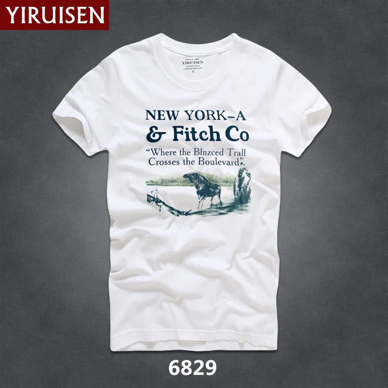 6829 YIRUISEN, брендовая одежда, принт, короткий рукав, футболка для мужчин, хлопок, модный летний топ с круглым вырезом, футболки, мужские S-XXXL - Цвет: 6829