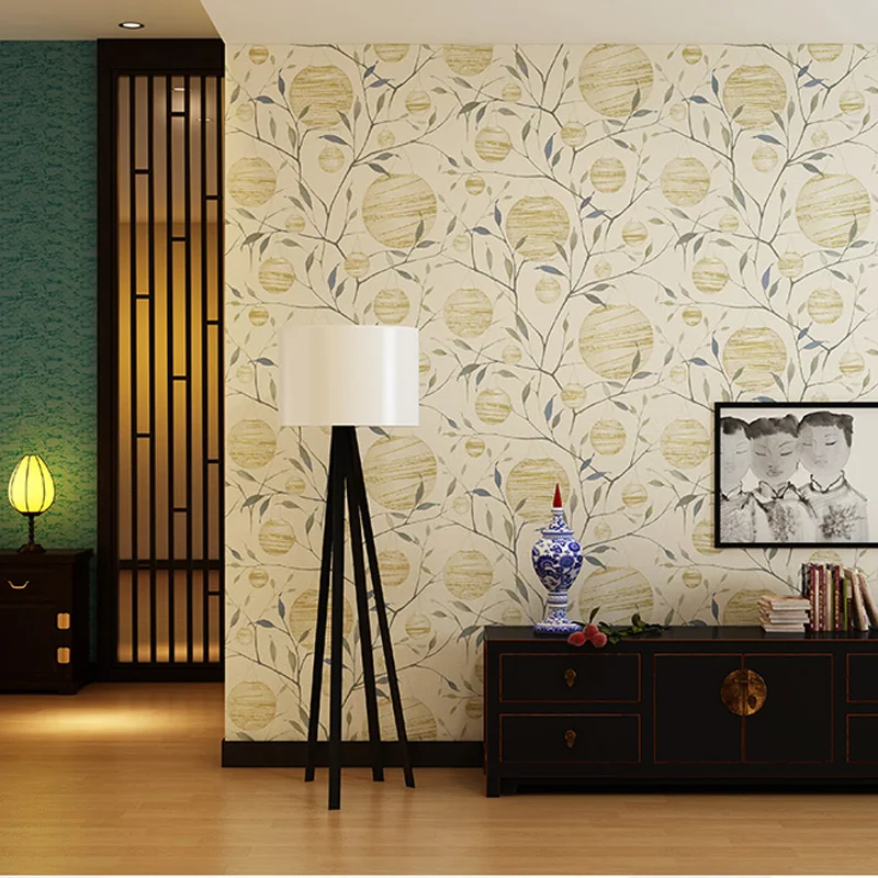 

Q QIHANG Modern Chinese Style Printed Non-woven Bedroom Study Living room TV Setting Background Wallpaper 0.53m*10m=5.3m2