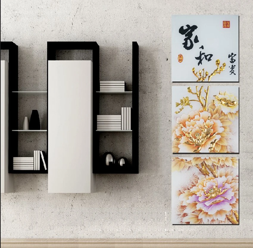 Декор для дома 3 шт. без рамки картина холст принты лотос дерево рыба китайские