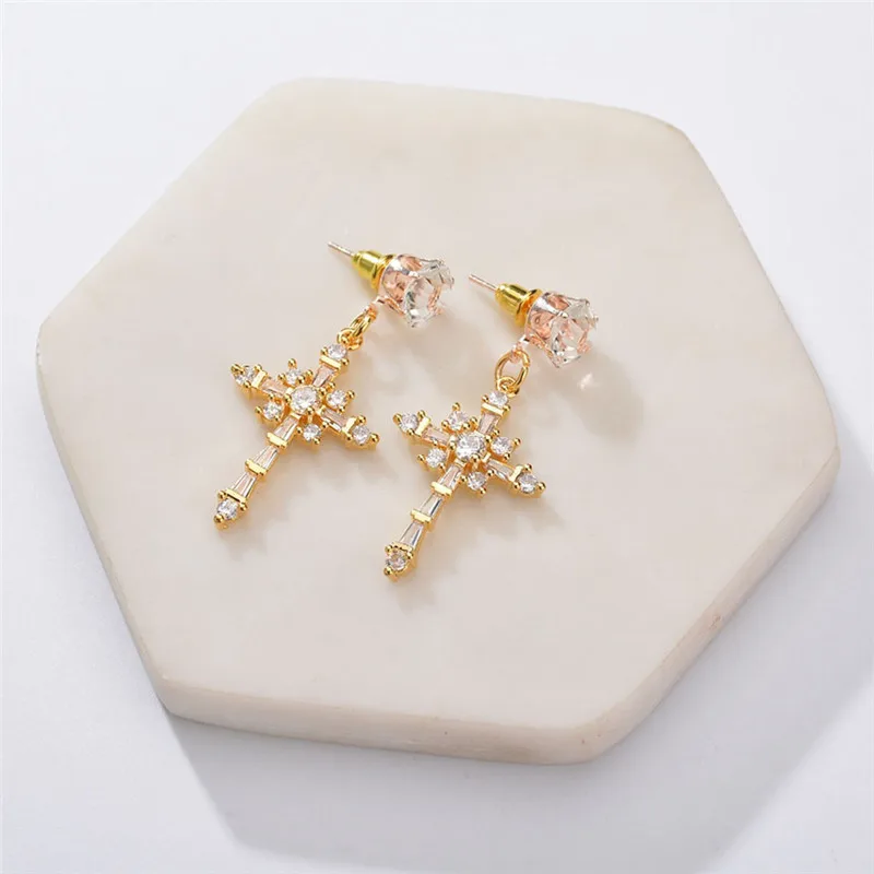 Новые Классические цвета золота блестящие CZ кубический цирконий кресты Висячие
