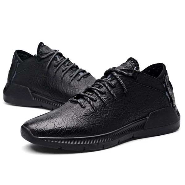 Black sports shoes YIGER/Новинка; Мужская Спортивная обувь из натуральной кожи; мужская повседневная обувь без шнуровки; Весенняя Мужская обувь для отдыха из коровьей кожи; чистый черный цвет; 0264 - Цвет: Black sports shoes