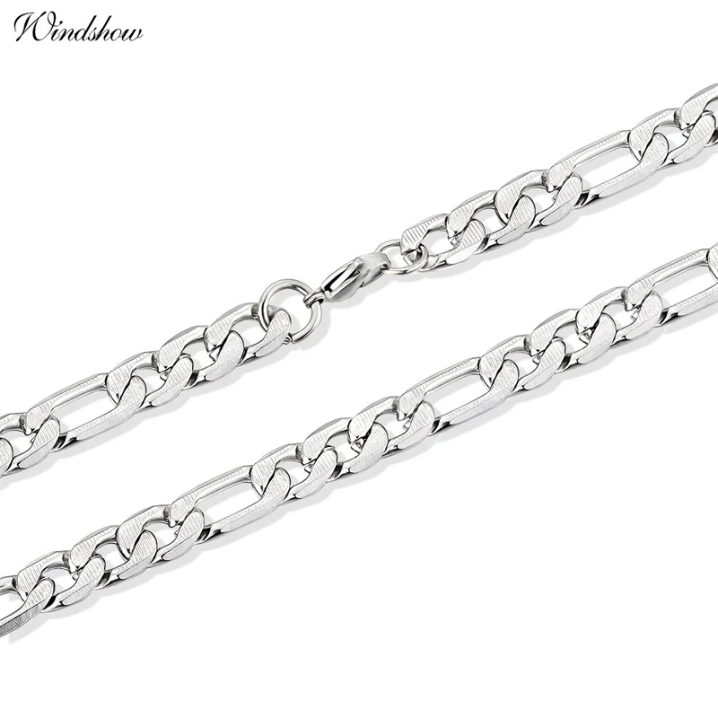 304L Stainless Steel Carve Figaro Chain Long Necklace Men Jewelry Wholesale Link Chain Men Necklace 50cm 60cm 70c Collares Kolye
