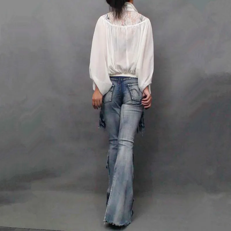 Бесплатная доставка 2021 модные индивидуальные градиентные штаны с бахромой