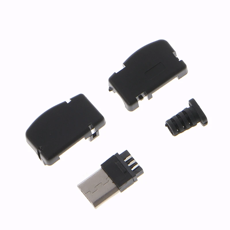 OOTDTY 10 комплектов 5 Pin правый угол разъем Micro USB с разъемом «папа» комплект с черной крышкой припоя Разъем 90 градусов
