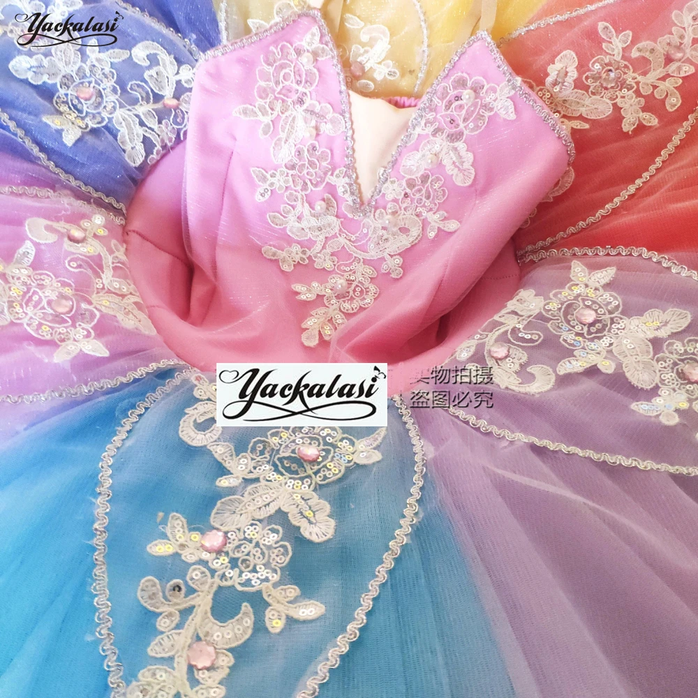 

Adult Children's Professional Ballet Tutu Rainbow Ballet Costume Kids Sleeping Beauty Dress Female Pancake Tutu Pettiskirt Girls