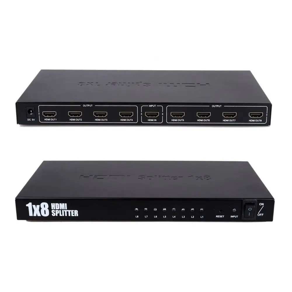 SCLS новый ультра HD 8 Порт 1 в выход 1x8 HDMI сплиттер аудио видео 1080P для HDTV 3D DVD (вилка