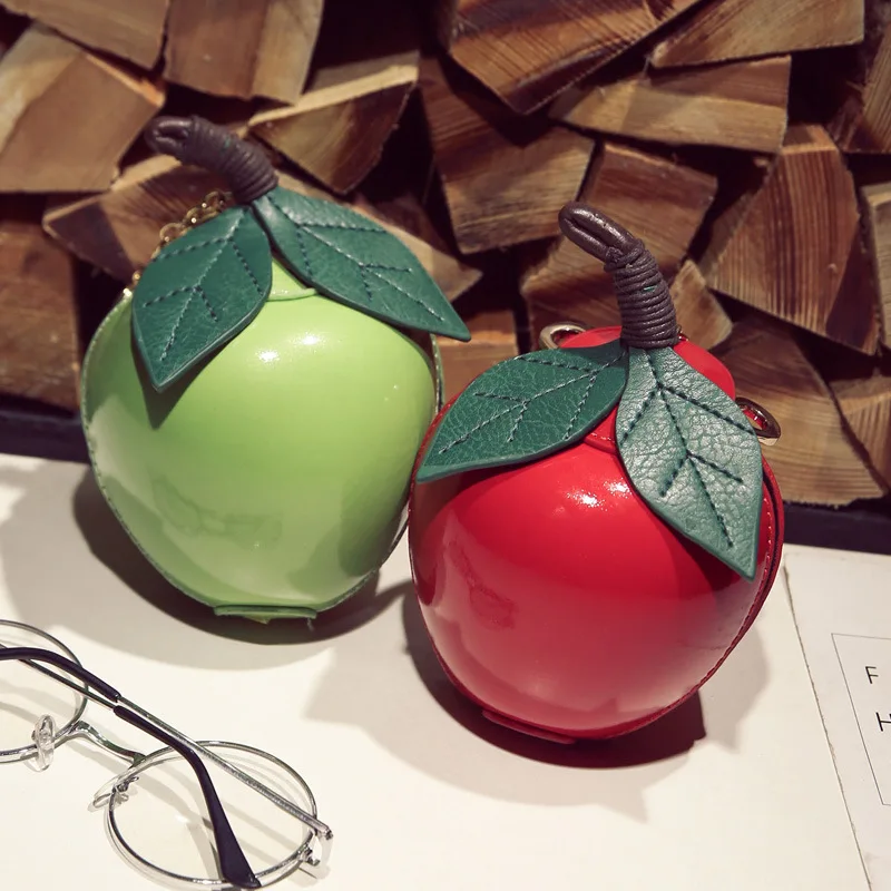 New Personality Green Apple Coin Purse Red Shape Key Chain Pendant Women Bag Purses | Багаж и сумки