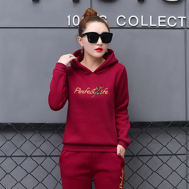 2019 новый спортивный костюм Женская мода осень зима Новый Тип утолщенной досуг