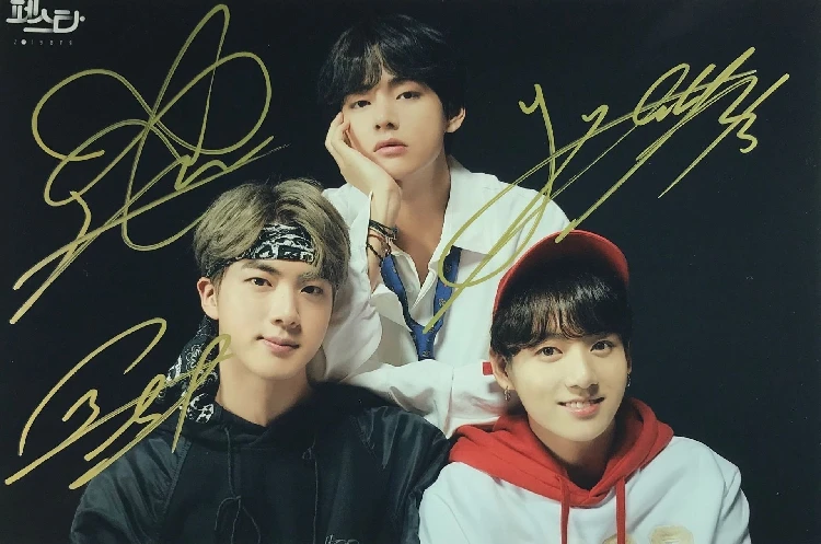 Автографы Bangtan Boys V SUGA с ручной подписью автографом 5*7 79G JIN JIMIN RM|Открытки и