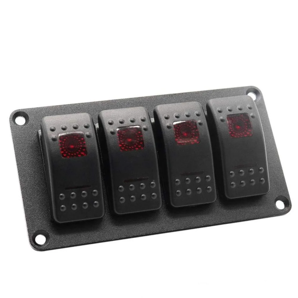 4 Gang для водного спорта Кулисные Переключатели Панель 12v/ 24v морской