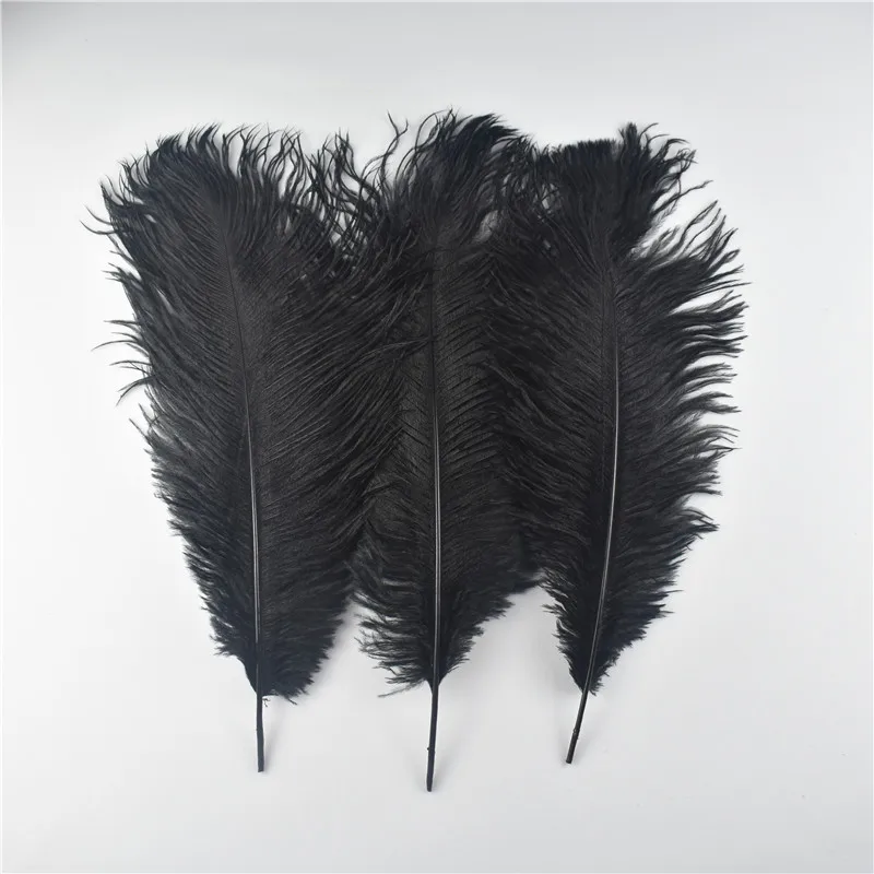 Black 10 штук 40-45 см/16-18 дюймов натуральный Страус белое перо ремесла карнавальный костюм вечерние украшения для дома Свадебные перья - Цвет: Black