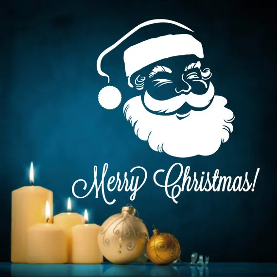 

Happy Winter Merry Christmas Santa Claus Wall Decal DIY Decoraton Sticker Vinyl Art Decals Christmas Glass Window Decor M-200