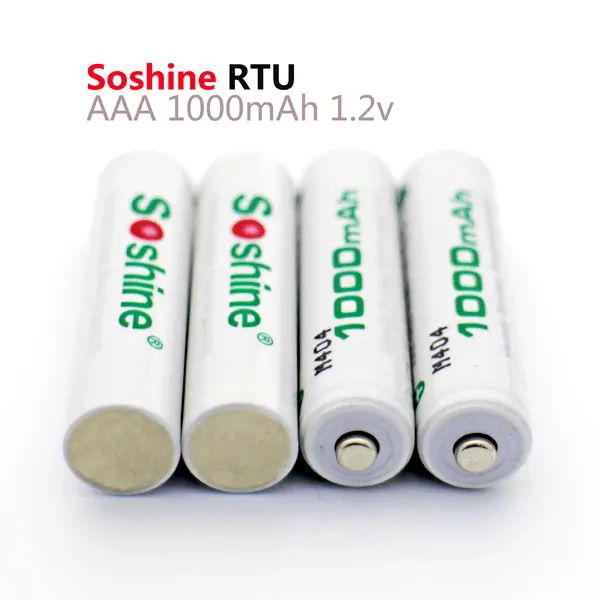 4 шт./лот Soshine RTU AAA 1 2 V 1000 mah аккумуляторная батарея Ni-MH с коробкой для батарей |