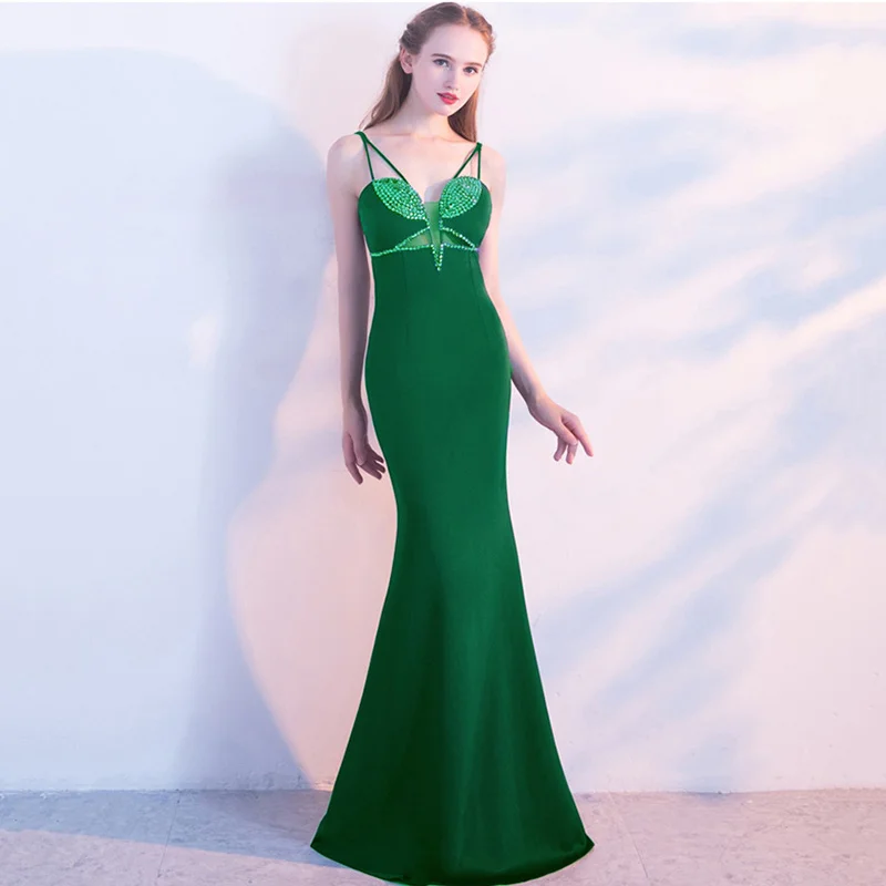 Платье Русалка с V образным вырезом пикантное вечернее Элегантное Длинное на