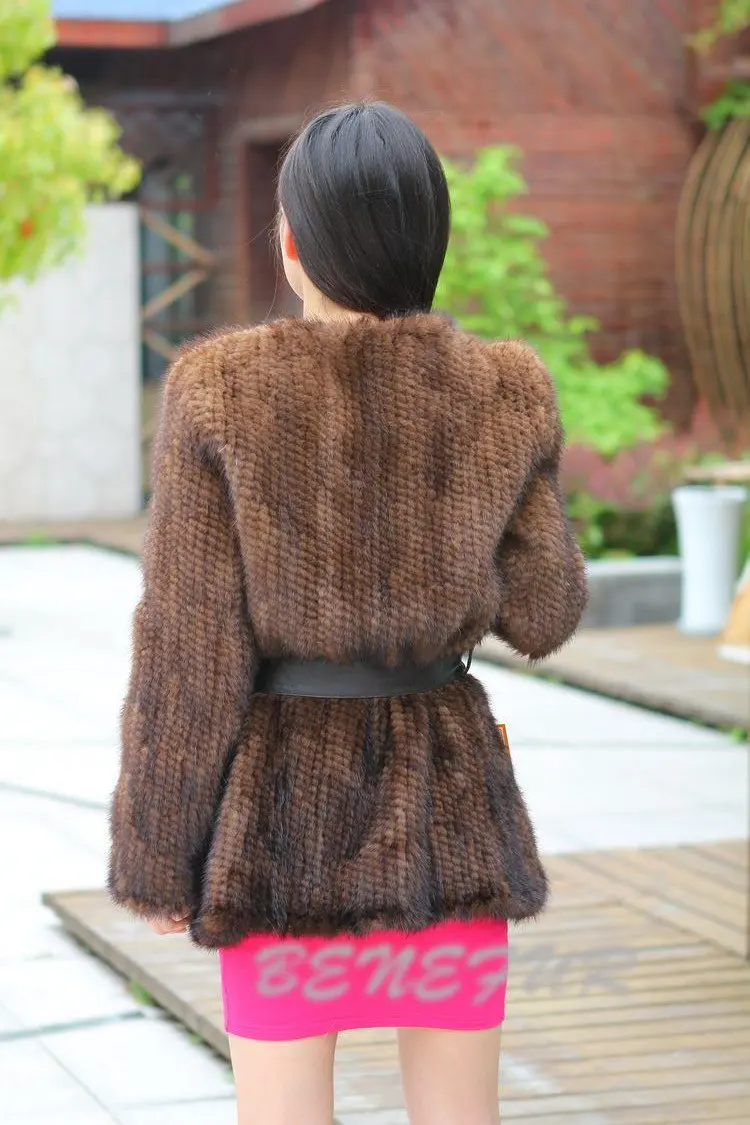 2015 зима * 100% европейская норковая вязаная длинная Шуба/норковая шуба Бесплатная