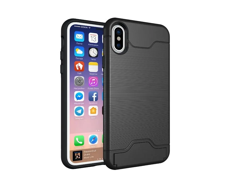 Визитница для iphone х Встроенная случае 5.8 дюймов Apple IPhone 10 антидетонационных