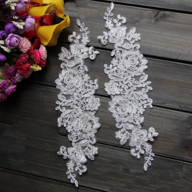 6 шт./3 пары кружевная вышитая Свадебная аппликация 32*10 см|lace applique trim|lace appliqueapplique trim