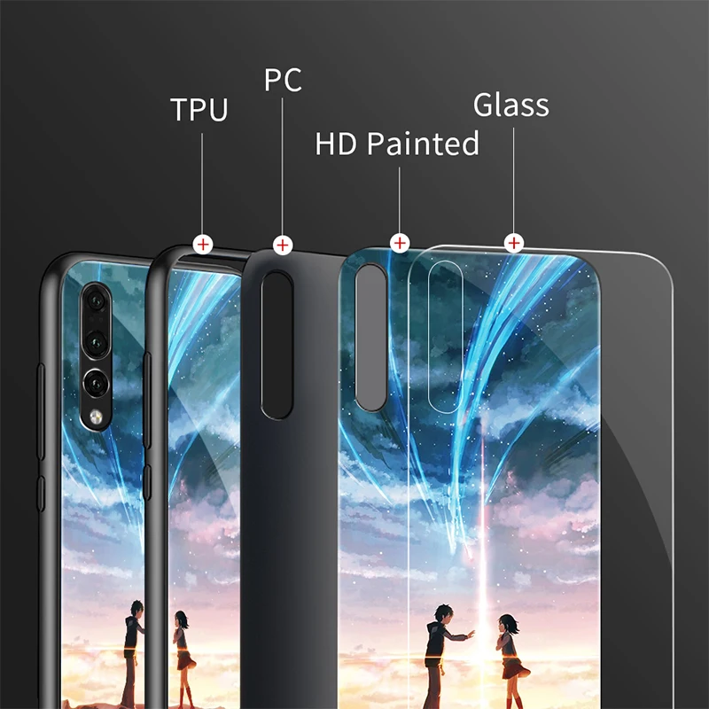 Colorful Tempered Glass Phone Case For Huawei P20 Lite case honor 10 9 lite mate pro | Мобильные телефоны и аксессуары