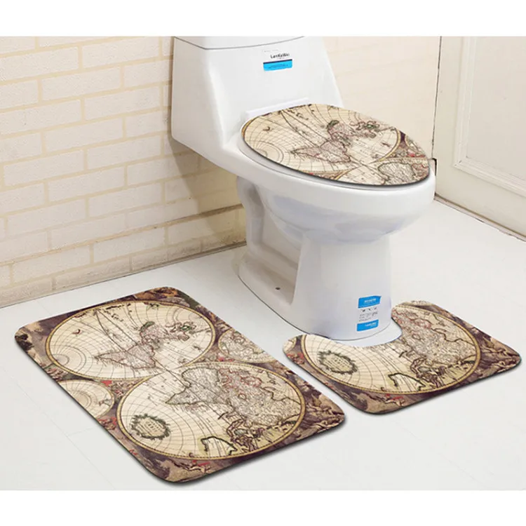 3 шт. приморский город Toliet U коврик Ванная комната коврик для ванной комплект Нескользящие 50x80 см и 45x75 см Tapis Salle De Bain Tapete Banheiro
