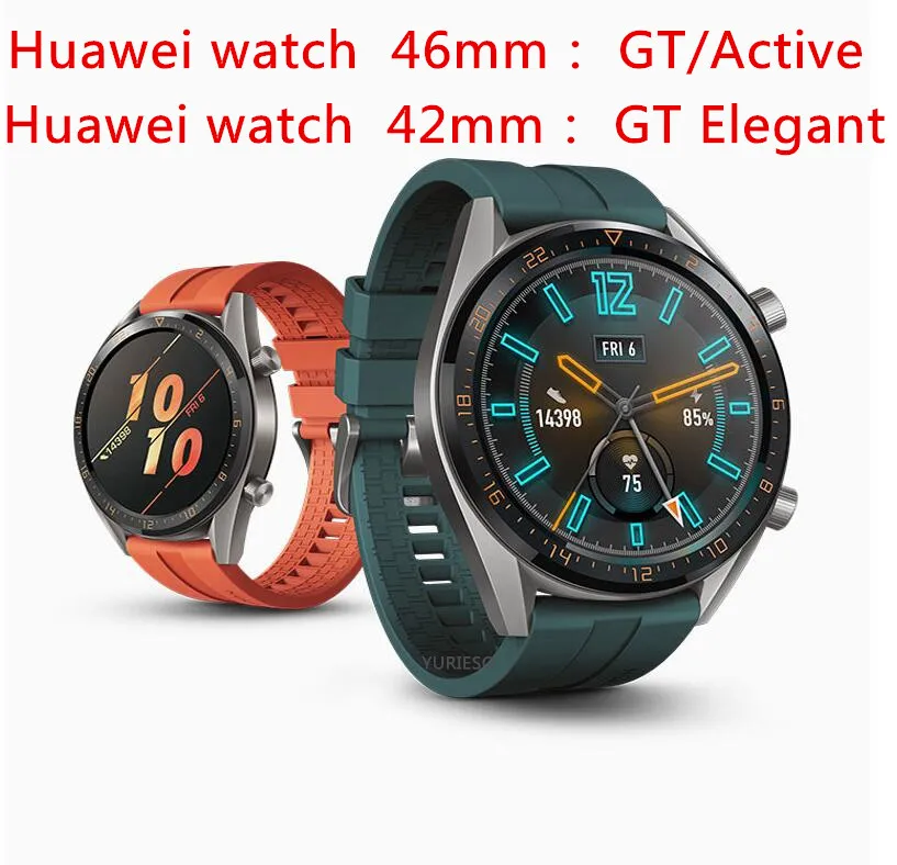 50 шт. 20 мм 22 мм спортивный ремешок для часов huawei GT 42 мм 46 мм GT Активный/Элегантный силиконовый Замена ремешка часов Смарт-часы