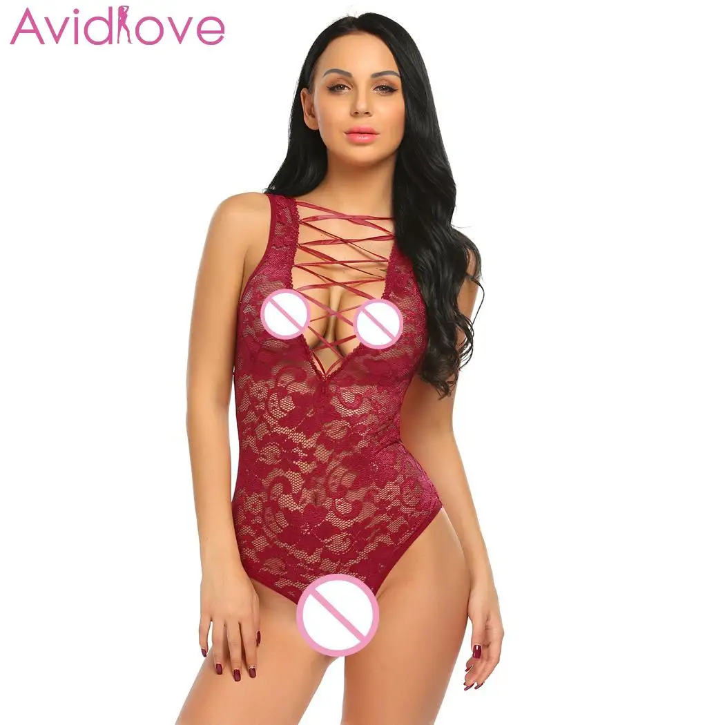 Avidlove Женское боди сексуальное нижнее белье чулки тело костюм кружева v образным