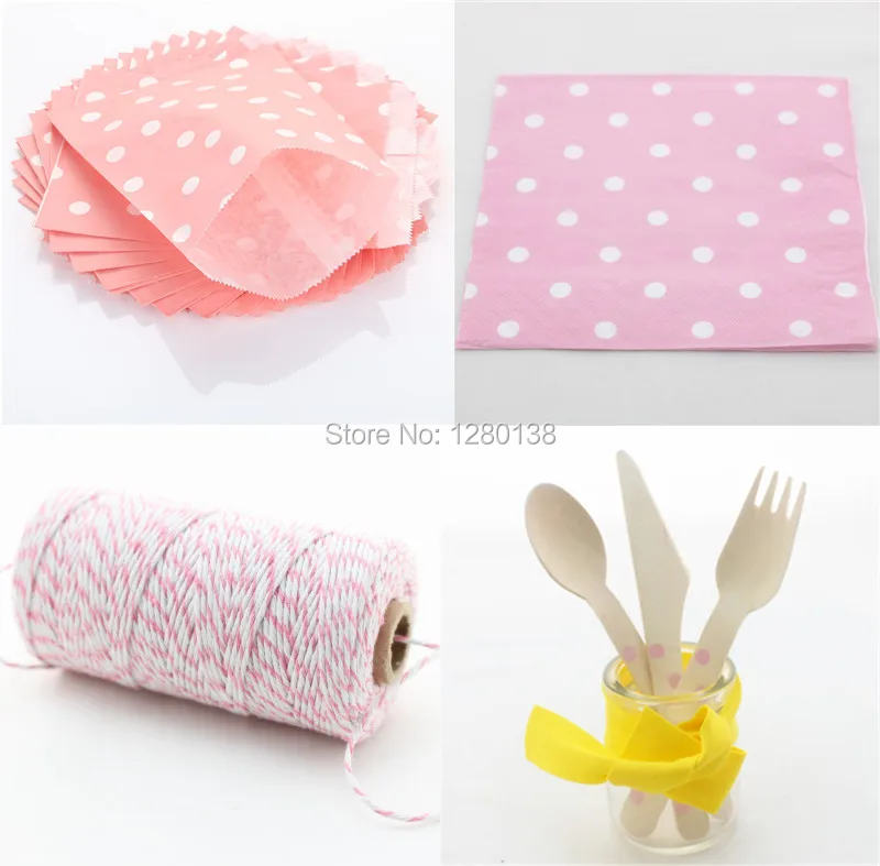 Одноразовая посуда Розовые Деревянные мешки для посуды бумажные салфетки