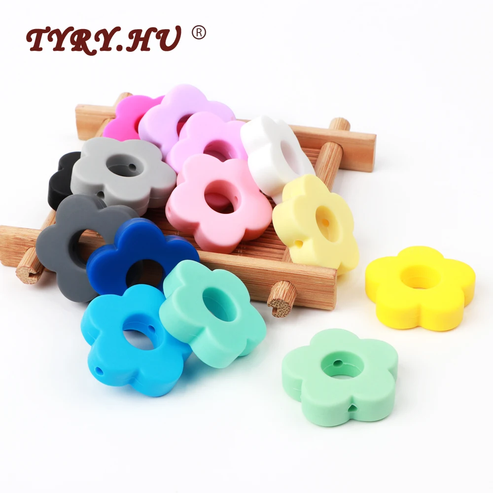 

Цветок TYRY.HU, детские силиконовые бусины для прорезывания зубов, без бисфенола А, силиконовые бусины для ожерелий, игрушки для прорезывания з...