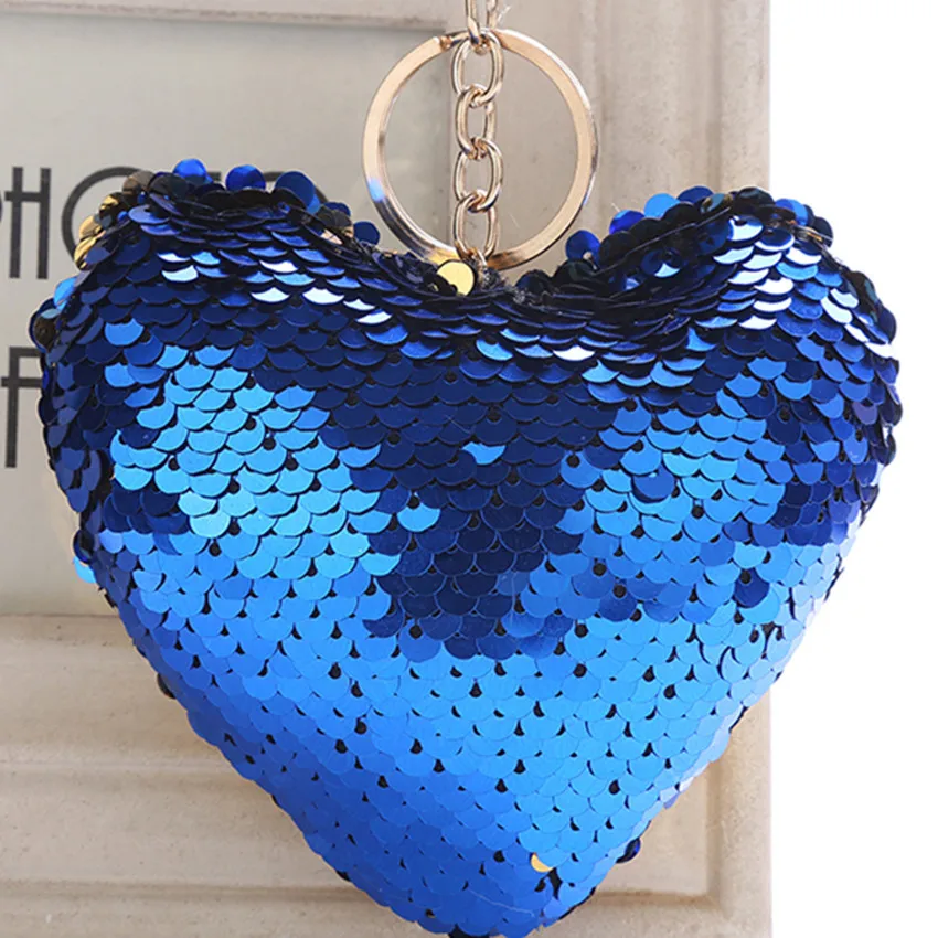 Милое сердце блестящий брелок с блестками Брелоки для ключей женщин сумка