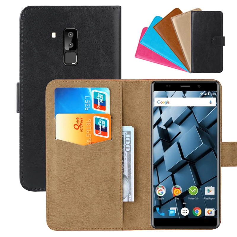 Роскошный чехол кошелек для Vertex Impress Cube из искусственной кожи в стиле ретро с