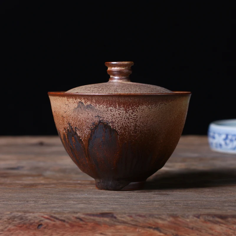 130 мл Цзиндэчжэнь ручная работа грубая керамика Gaiwan ручная роспись Керамическая супница чайная чашка винтажный чайный набор кунг-фу чайные чаши чайные горшки