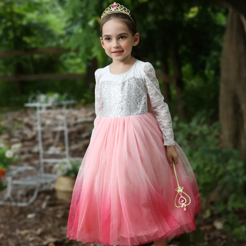 Новинка 509 модная детская одежда Золушка осеннее платье принцессы для девочки