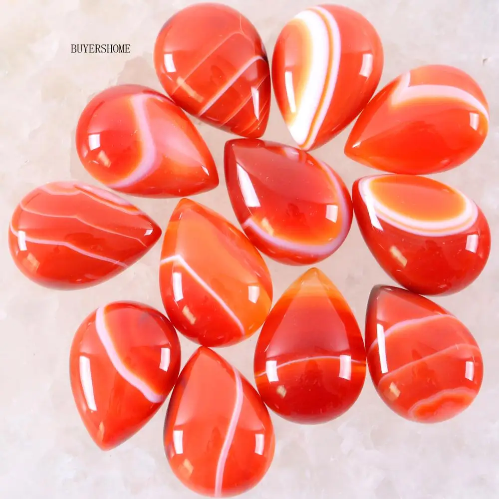 

Water Drop 18x13MM CAB Cabochon Natural Stone Bead Red Veins Onyx For Jewelry Making Necklace Pendant Earrings 10Pcs K802