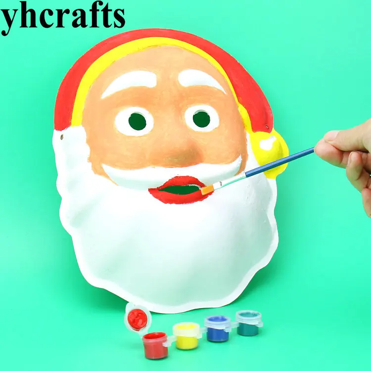 Маска Санты пустая 10 шт./лот игрушки для рисования Детские искусства и ремесла