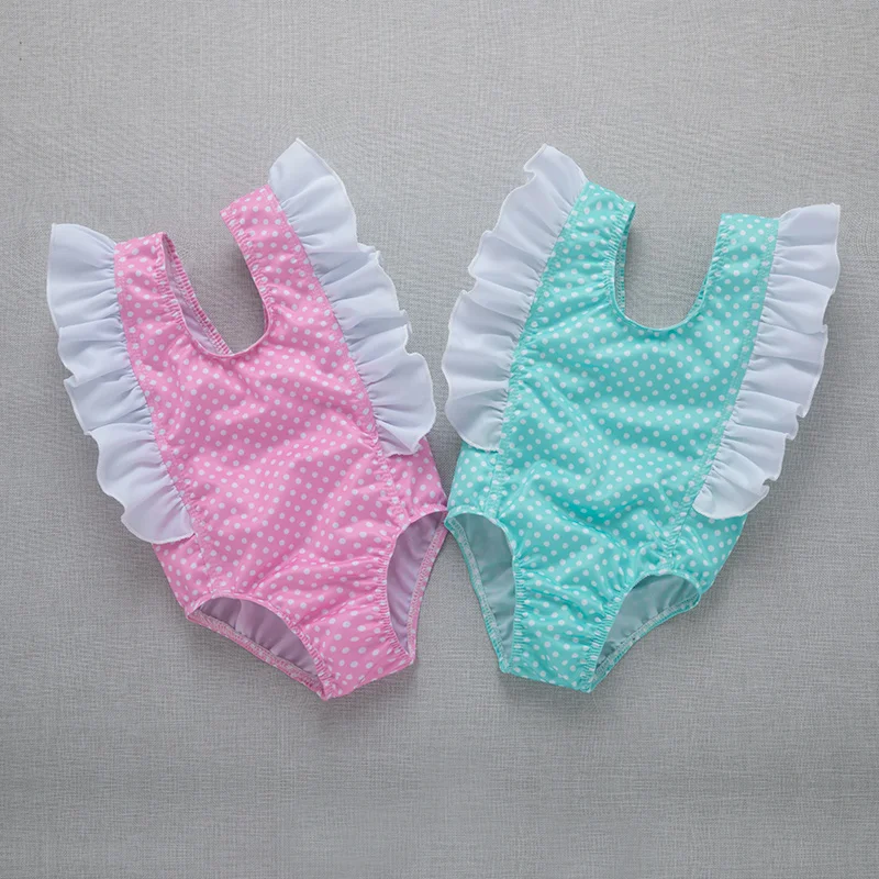Летний купальный костюм для маленьких девочек с воланами с бантом с острым углом, комбинезон, одежда, цельный комплект